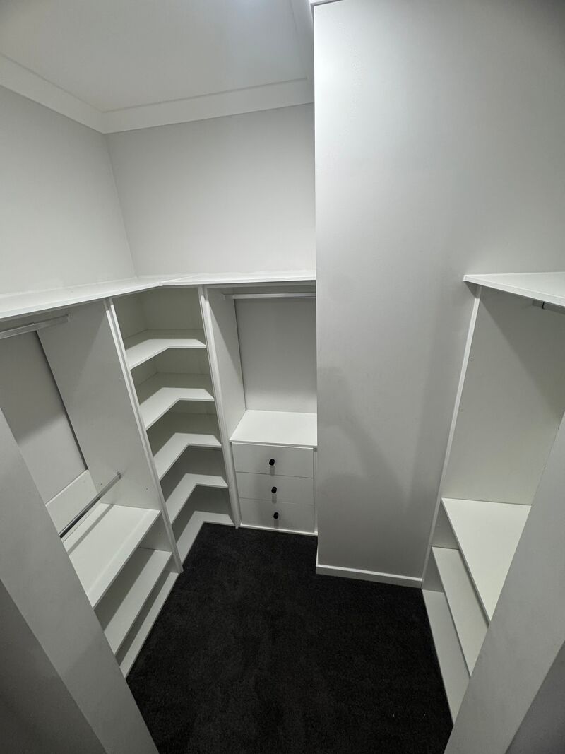 Custom walk-in wardrobe built by M² joinery Melbourne